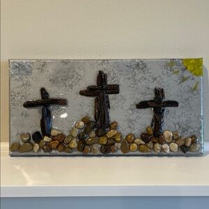 Decorative Stone and Glass Art with Crosses